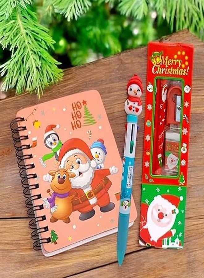AMANVANI Christmas Return Gift Stationery Set, Stationery For School (pack of 3 items) Stationery For Christmas Party, Diary Pen Set, Christmas Theme Pencil Eraser Kit, Christmas Gift Set - Image 2